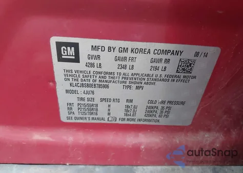 2014 Buick Encore Convenience from USA, damaged, VIN KL4CJBSB0EB785906